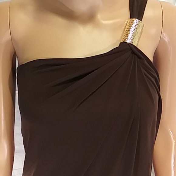New Michael Kors Dark Brown / Gold Evening Dress - Picture 5 of 8